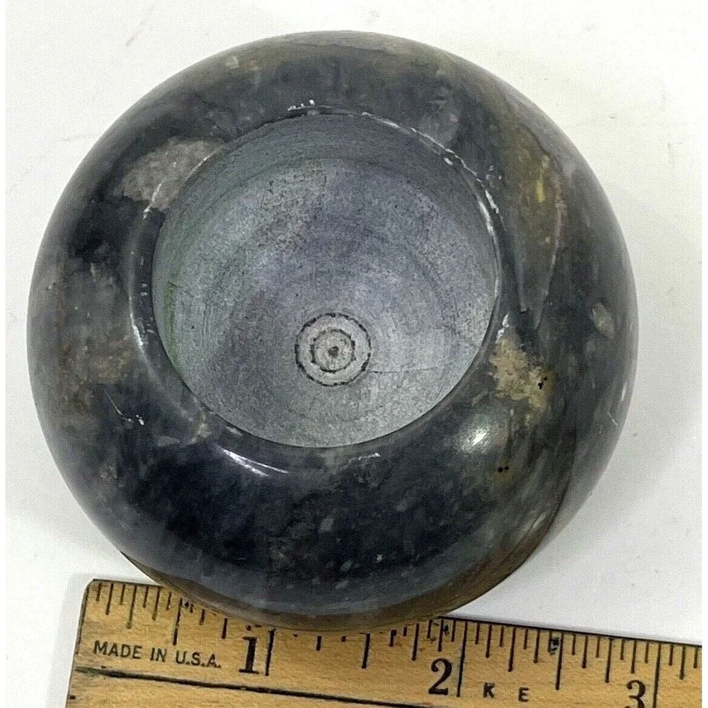 Marble Onyx Stone Gray Candle Holder Round Heavy 2.5